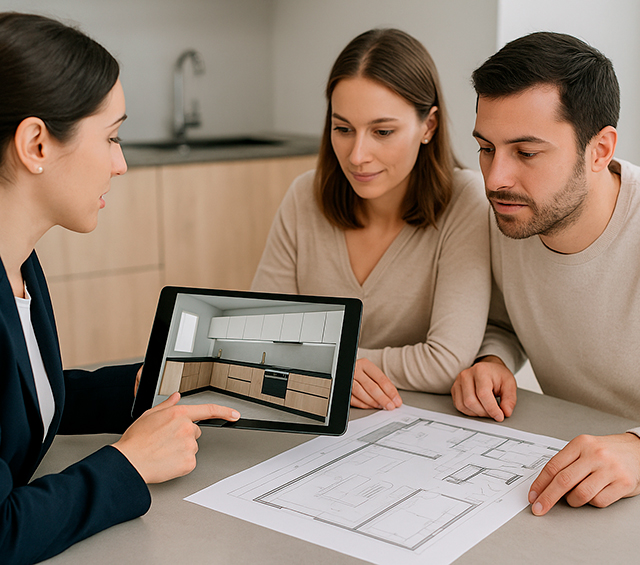 cocina en tablet mostrando a clientes